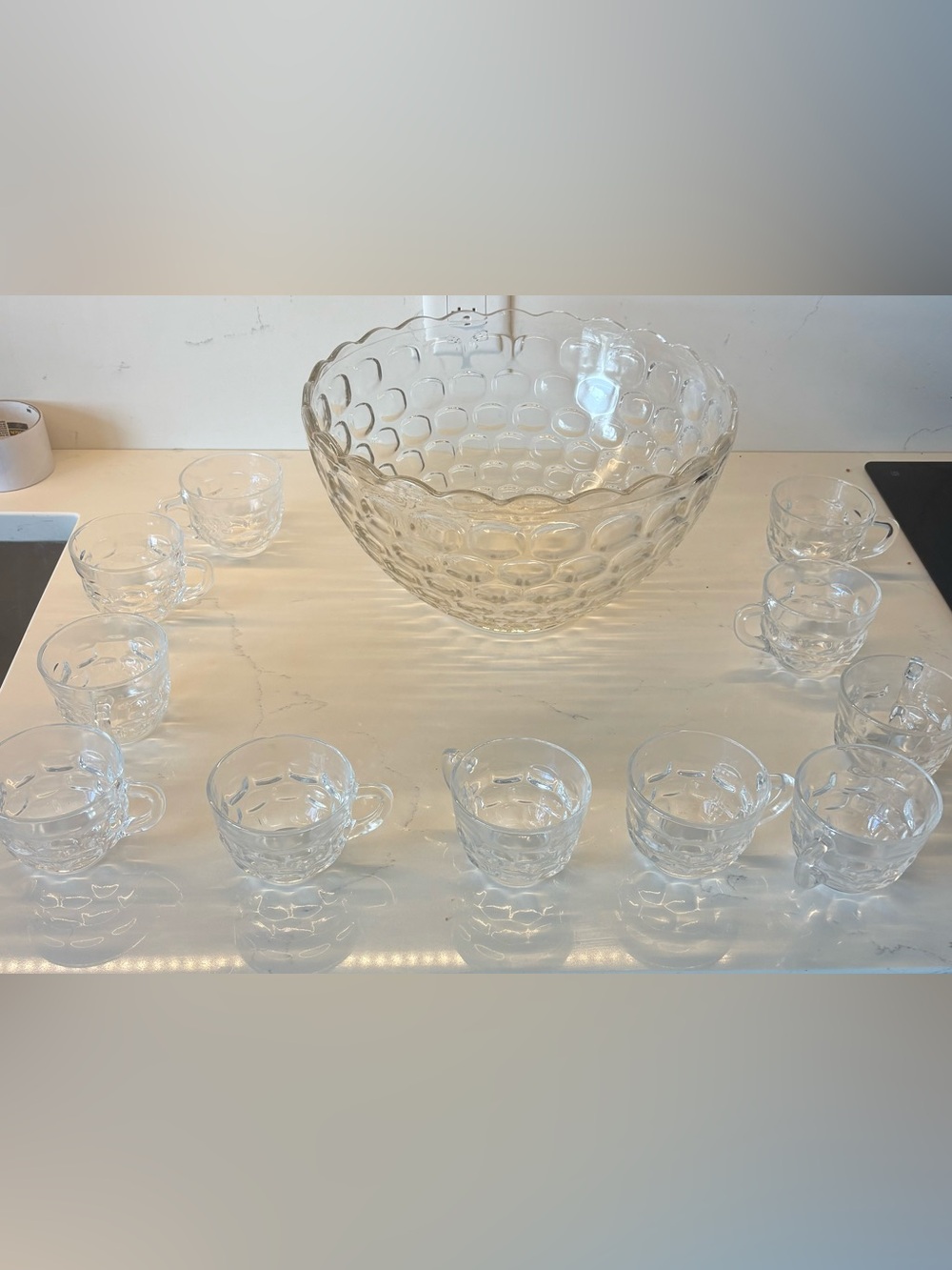 Federal glass jubilee punch bowl set vintage